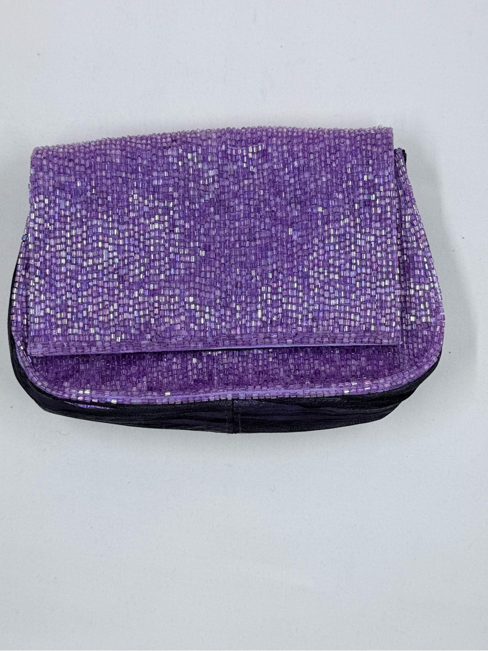 Purple Sequin Fold-Over Wristlet Clutch